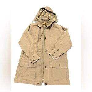 Burberry London Trench Coat Detachable Liner Hood Nova Check Beige Men US Size L